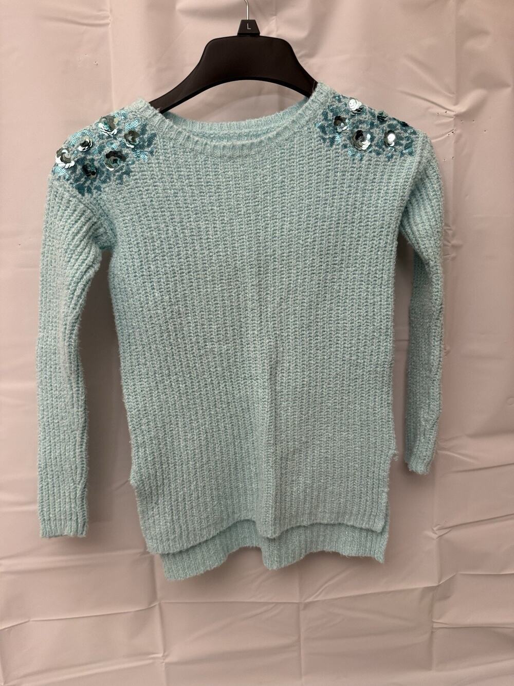 Girls Justice Green Sweater Size 10 With Sparkling Shoulders